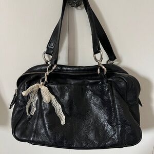 Agnes B Black Leather Shoulder Bag